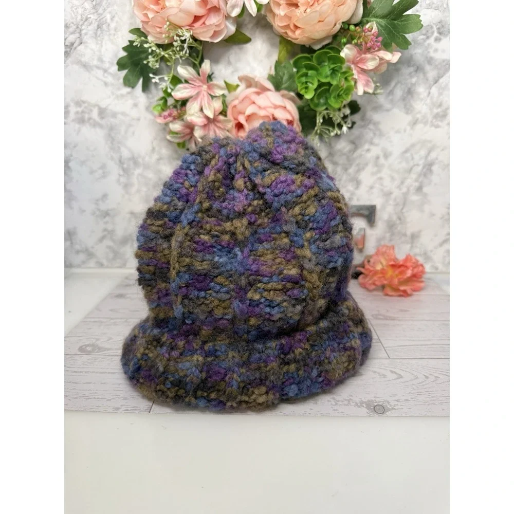 Cappellificio Fiorentino Wool‎ Blend Purple Knitted Beanie Hat Made In Italy EUC